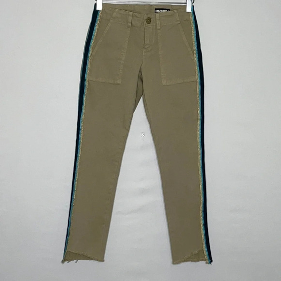 Pam & Gela Uniform Side Stripe Step Hem Pants in Wheat - Size 25 - NWT - Picture 2 of 11